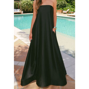 Show Me Your Mumu Tinsley Tube Dress in Black Luxe Satin M